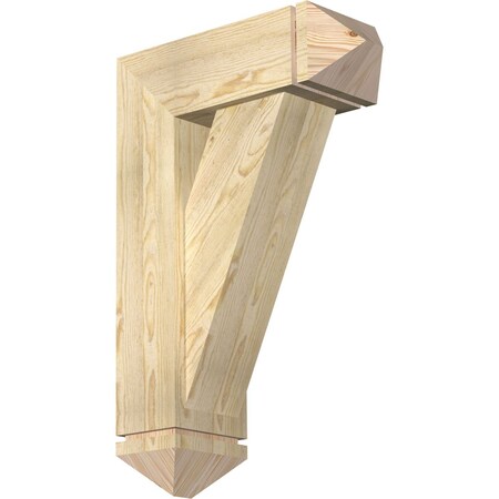 Traditional Arts And Crafts Rough Sawn Bracket W/ Offset Brace, Douglas Fir, 8W X 22D X 34H